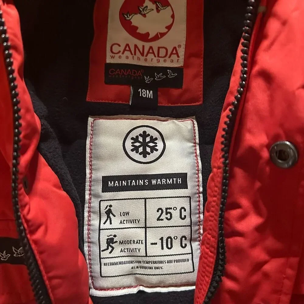 Canada Bay Red Kids Puffer Jacket with Faux Fur Hood - Picture 8 of 8